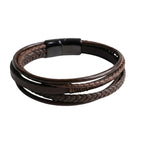Premium Leather 5-Strap Pasadena Men's Wrap Bracelet