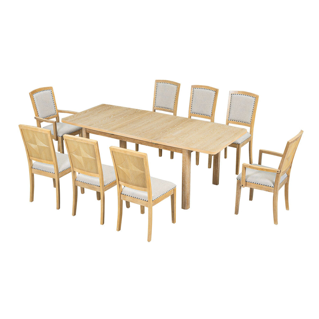 Topmax - Rustic Extendable Dining Table Set With Removable Leaf