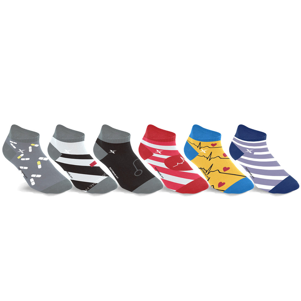 6-Pairs // Medical Patterns Everyday Ankle Length Compression Socks