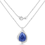 2.39 Carat Genuine Blue Aventurine and White Topaz .925 Sterling Silver Pendant