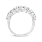 10K White Gold 2 1/2 Cttw Round Natural Diamond 3 Row Band Ring (I-J Color, I1-I2 Clarity) - Ring Size 7