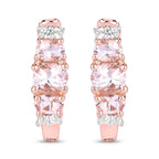 1.32 Carat Genuine Morganite and White Topaz .925 Sterling Silver Earrings