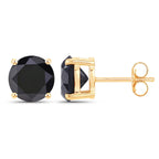 4.77 Carat Genuine Black Diamond 14K Yellow Gold Earrings