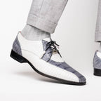 Moncalieri // Alligator + Cobra Skin Leather Oxfords // Gray + White
