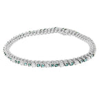 14K White Gold 4 5/8 Cttw Alternating White and Blue Diamond Martini Set Tennis Bracelet (H-I Color, I1-I2 Clarity) - 7" Inches