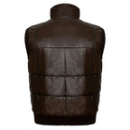 Zip Up Utility Striped Quilted Vest // Brown