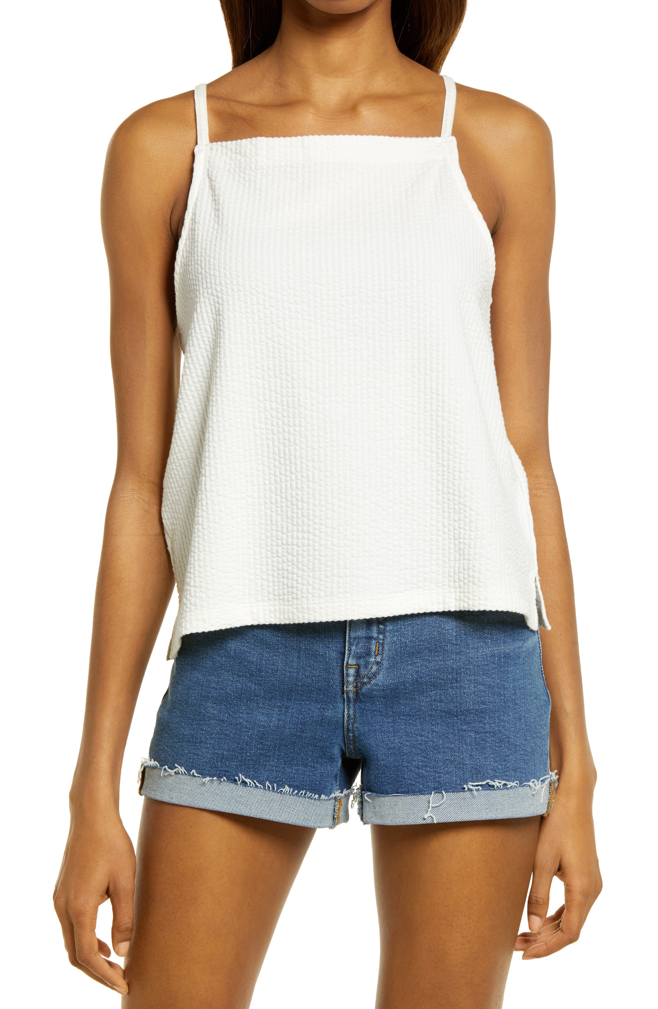 Madewell Seersucker Apron Tank in Lighthouse - Size Large