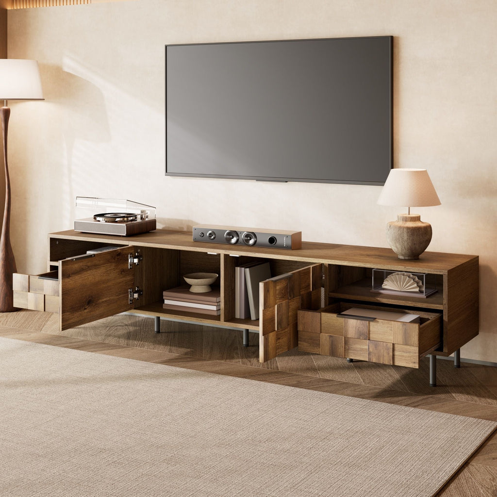 TV Stand With 2 Drawers, For TVs Up To 85'' - Natural