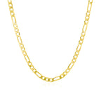 3.1mm 14k Yellow Gold Solid Figaro Chain