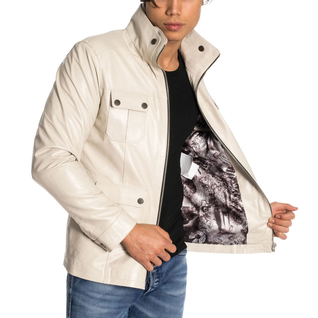 Jaspur Leather Jacket // Cream