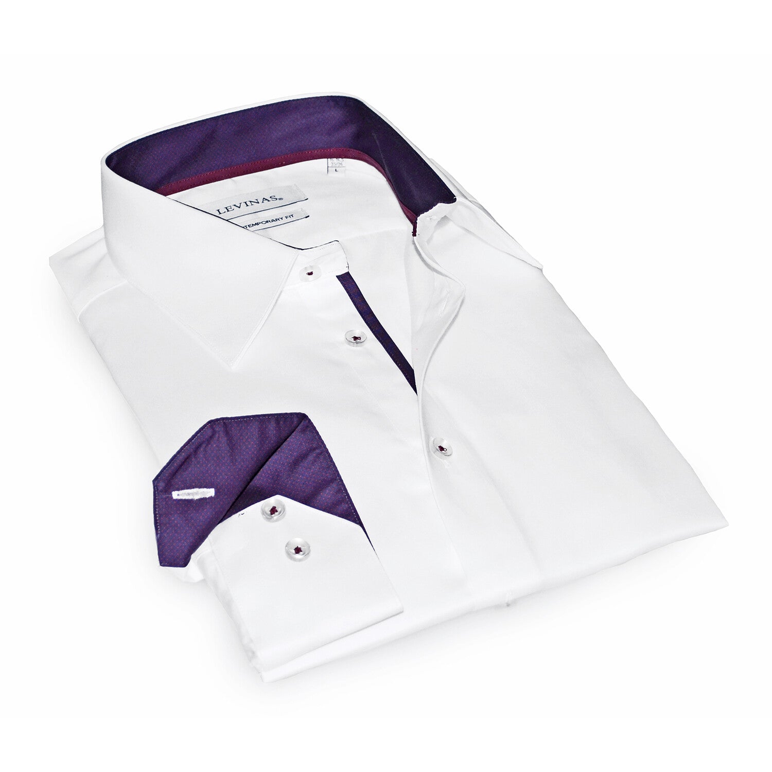 Contrast Collar & Cuff Button Up // White + Solid Purple Trim