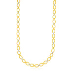 14k Two-Tone Gold Multi-Textured Oval Link Fancy Necklace