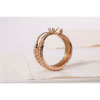 14K Tri-Toned Gold 1/3 Cttw Diamond Triple Hoop Earrings (I-J Color, I2-I3 Clarity) - 22 MM
