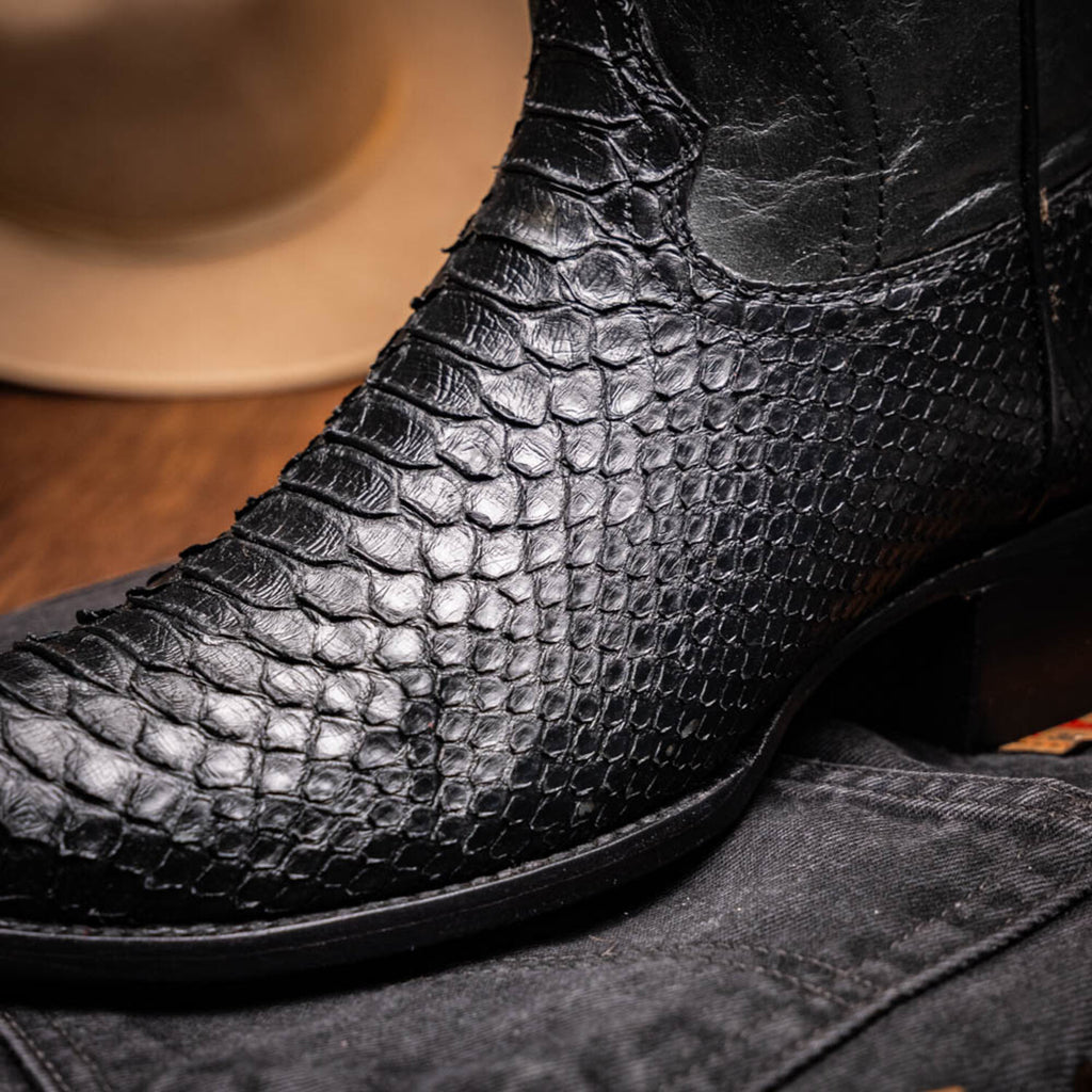 Kansas // Python Leather Western Boots // Black
