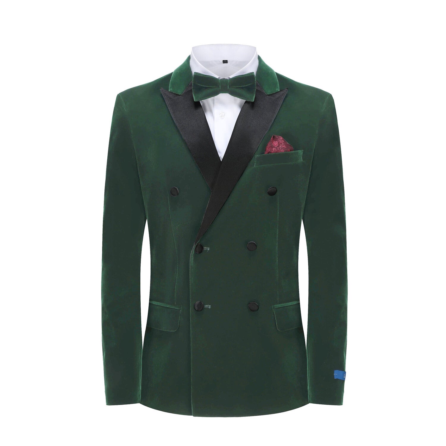 2-Piece Velvet Birdseye Lapel Double-Breasted Slim-Fit Tuxedo With Performance Stretch Pants // Hunter Green