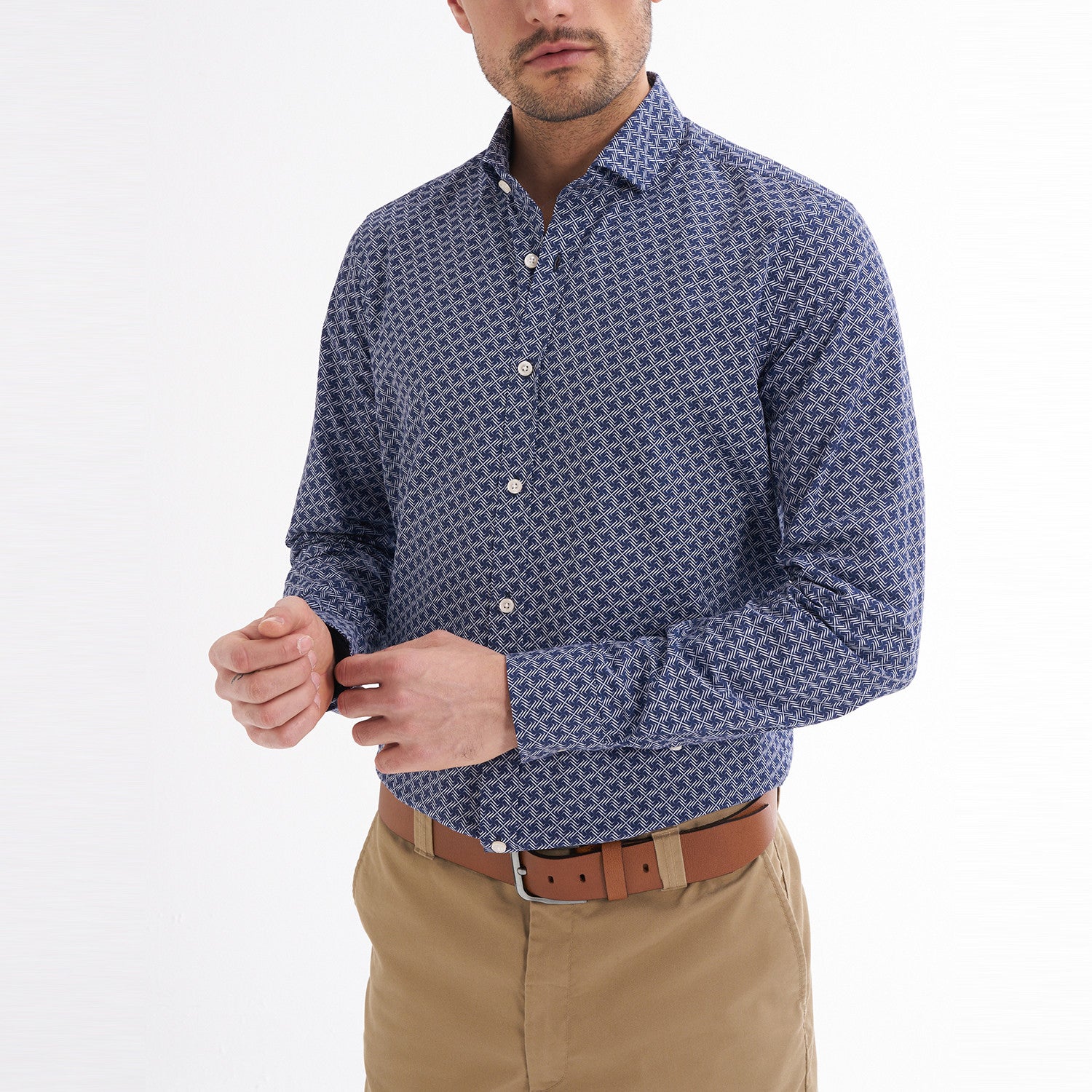 Fidelio Button-Up Shirt // Navy + White