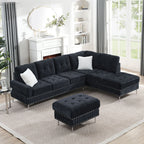 L-Shaped Sectional Sofa With Chaise And Storage Ottoman