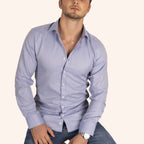 Diamond Patterned Button Up Shirt // Light Blue