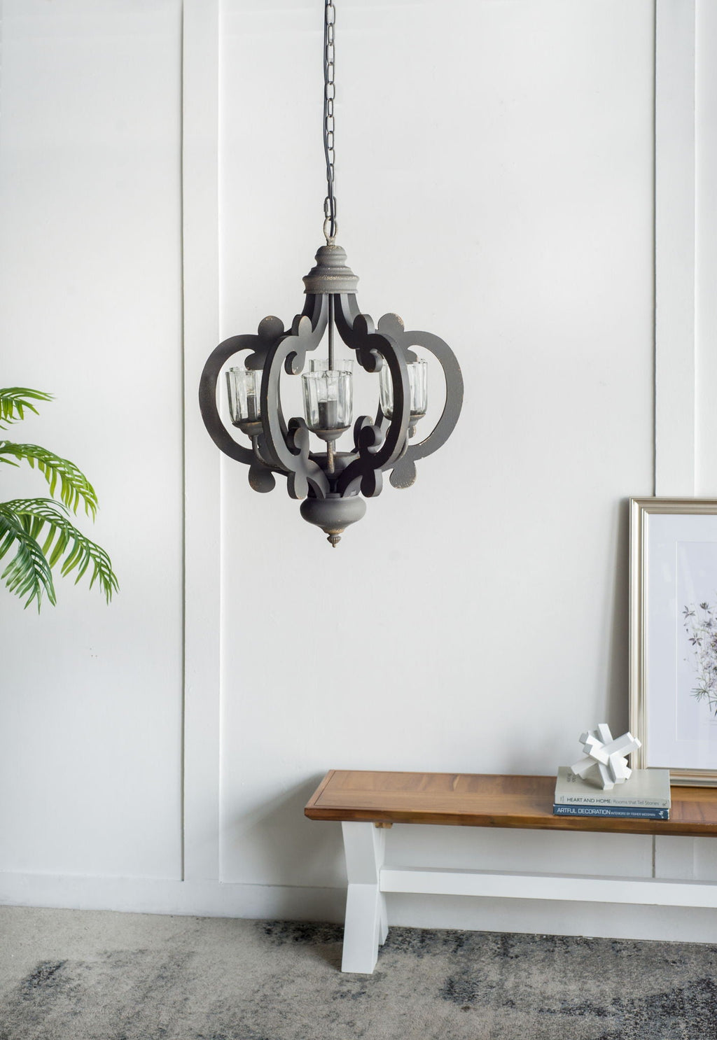 Farmhouse Chandelier, 6 Light Wood Chandelier Living Room Entryway