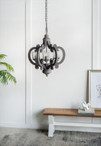 Farmhouse Chandelier, 6 Light Wood Chandelier Living Room Entryway
