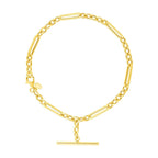 14k Yellow Gold 7 1/5 inch Alternating Oval and Round Chain Bracelet with Toggle