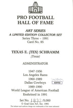 Texas E. "Tex" Schramm HOF Autographed Goal Line Art GLAC Postcard Cowboys JSA