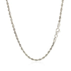 2.5mm 14k White Gold Solid Diamond Cut Rope Chain