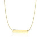 14k Yellow Gold Smooth Flat Horizontal Bar Style Necklace
