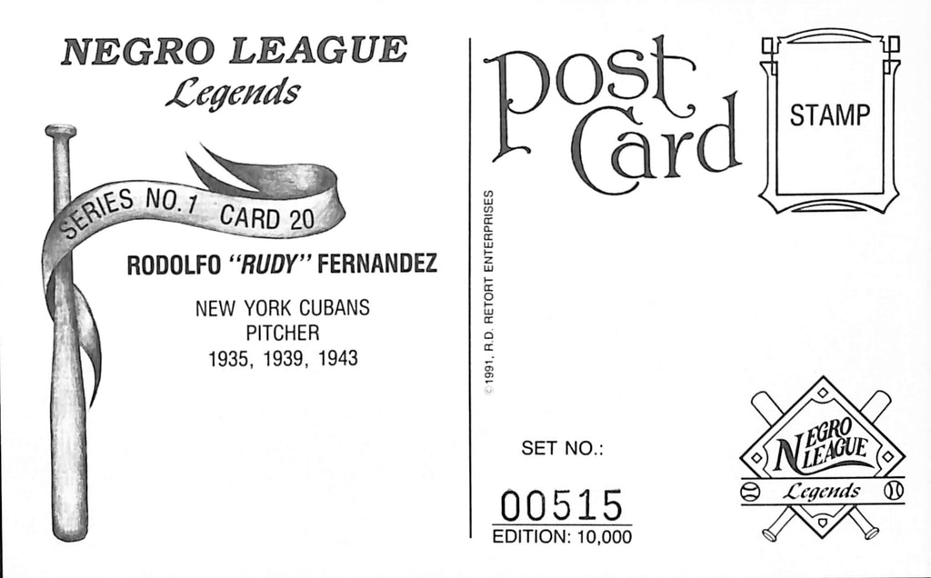 Rodolpho Fernandez Signed Negro League - Cubans 1991 Retort Post Card 181273