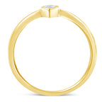 14K Yellow Gold Plated .925 Sterling Silver 1/20 Carat Diamond Teardrop Pear-Shaped Miracle Set Petite Fashion Ring (J-K Color, I1-I2 Clarity) - Size 6