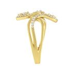 10K Yellow Gold 1/2 Cttw Round-Cut Diamond Layered Crossover Triple Leaf Bypass Ring (I-J Color, I1-I2 Clarity) - Size 7