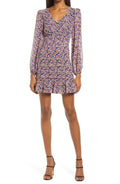 Floral Ruched Balloon Sleeve Minidress