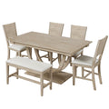 Topmax - 6 Piece Wood Half Round Dining Table Set Kitchen