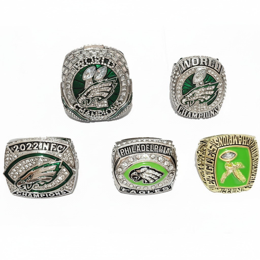 Philadelphia Eagles Championship Ring Set – 5pcs Super Bowl Replica Collectible Set