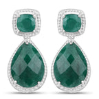 26.00 Carat Dyed Emerald .925 Sterling Silver Earrings