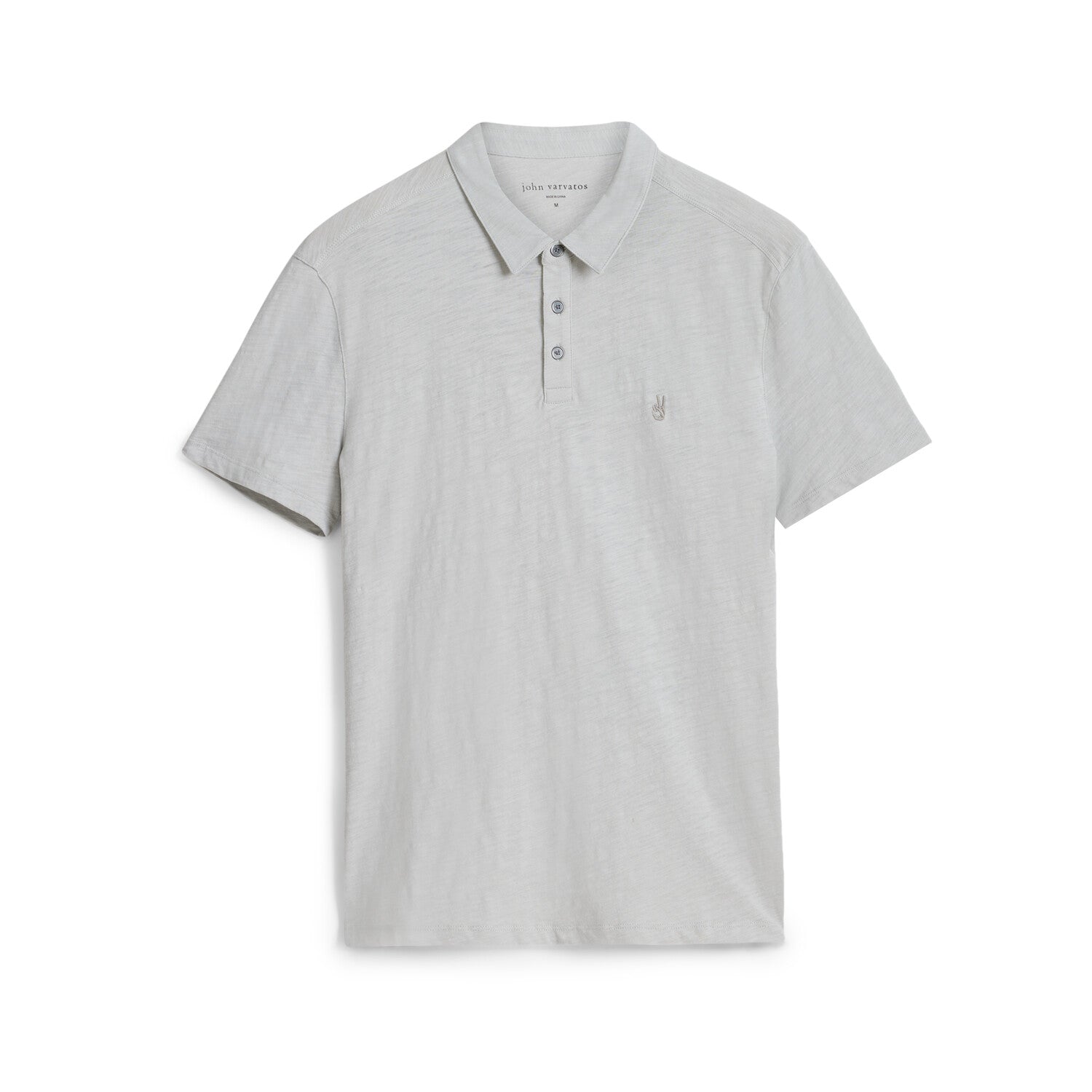 Victor // Short Sleeve Slub Cotton Polo with Pocket // Light Grey