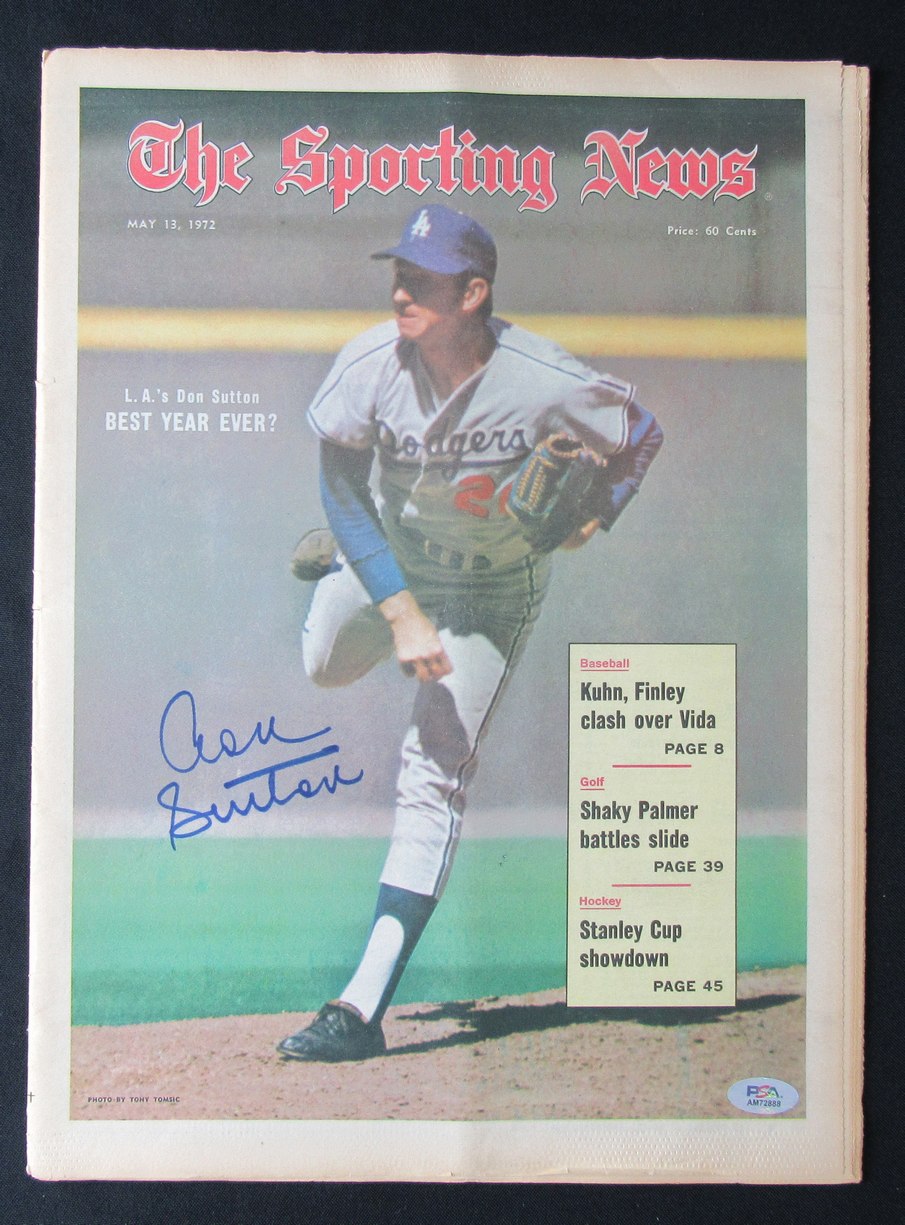 Don Sutton HOF Signed May 13, 1972 The Sporting News Newspaper PSA/DNA 184620