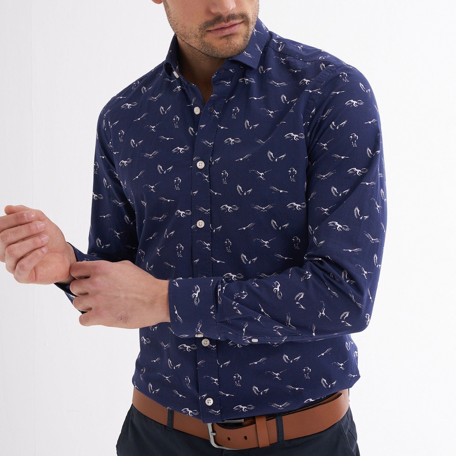 Tommaso Button-Up Shirt // Navy + White