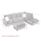 L-Shaped Sectional Sofa With Chaise And Storage Ottoman