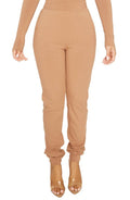 Naked Wardrobe Snatched High Waist Ribbed Joggers in Coco, Size Medium
