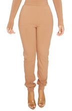 Naked Wardrobe Snatched High Waist Ribbed Joggers in Coco, Size Medium