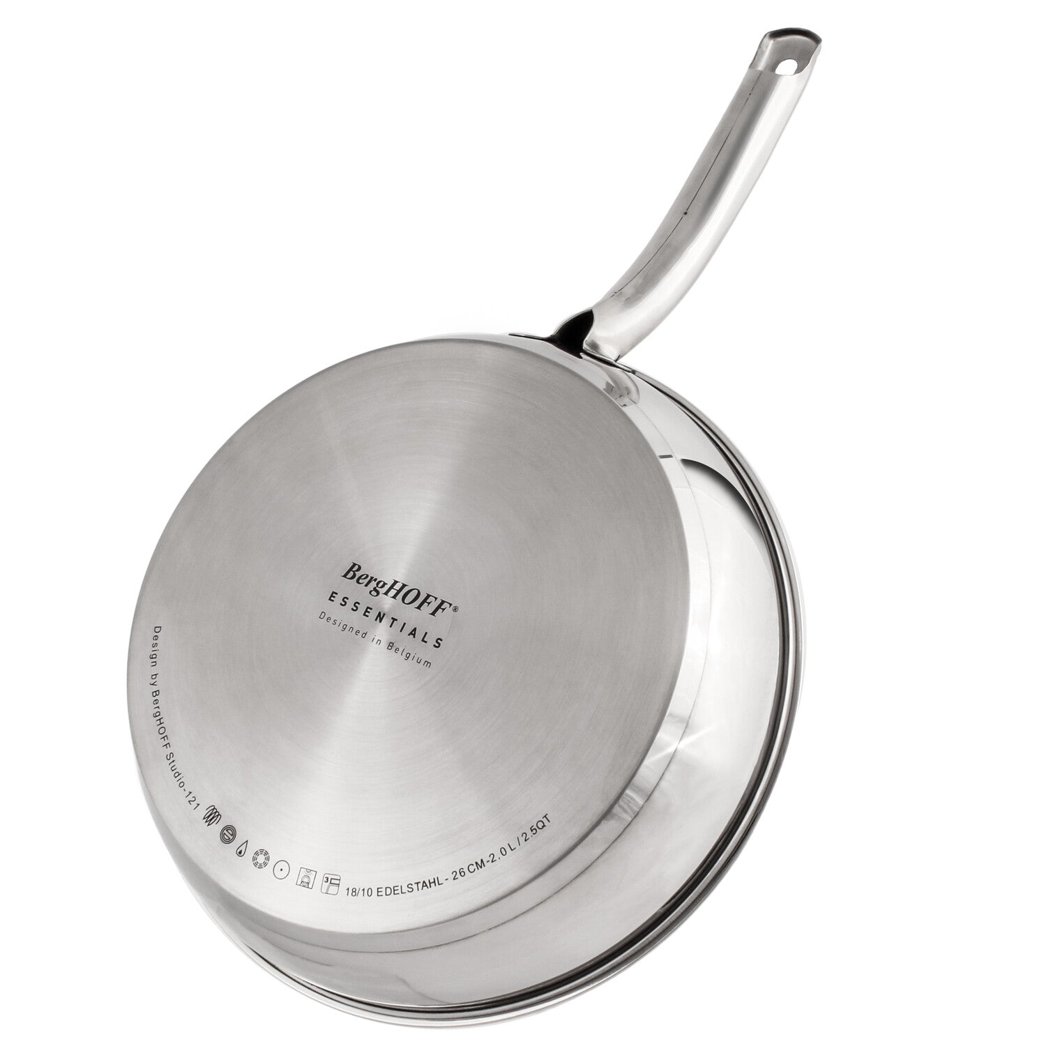 BergHOFF Belly Shape 18/10 Stainless Steel 10.5" Skillet with SS Lid, 2.5qt.