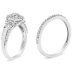 .925 Sterling Silver 1/3 Cttw Diamond 7 Stone Cluster and Halo Engagement Ring and Wedding Band Set (I-J Color, I1-I2 Clarity) - Size 7