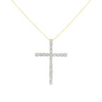10K Yellow Gold Plated .925 Sterling Silver 4.0 Cttw Round Cut Diamond Cross Pendant Necklace (J-K Color, I1-I2 Clarity) - 18"