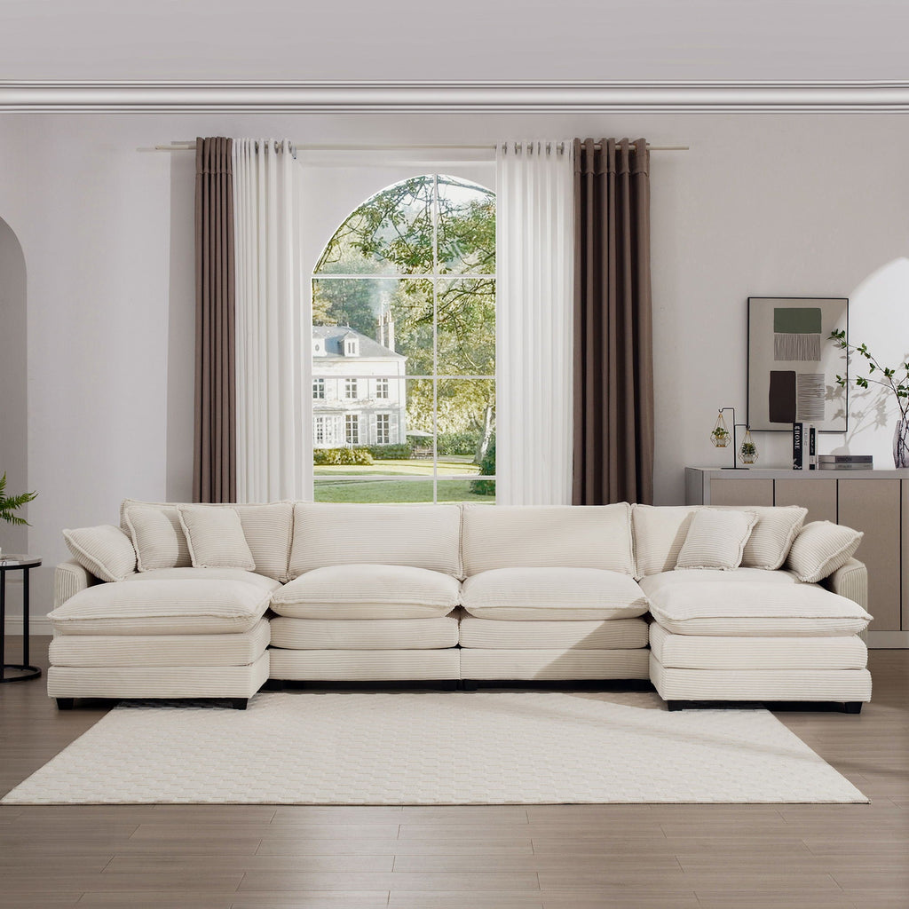 Modern Oversized Modular Cushion Sofa With Ottoman