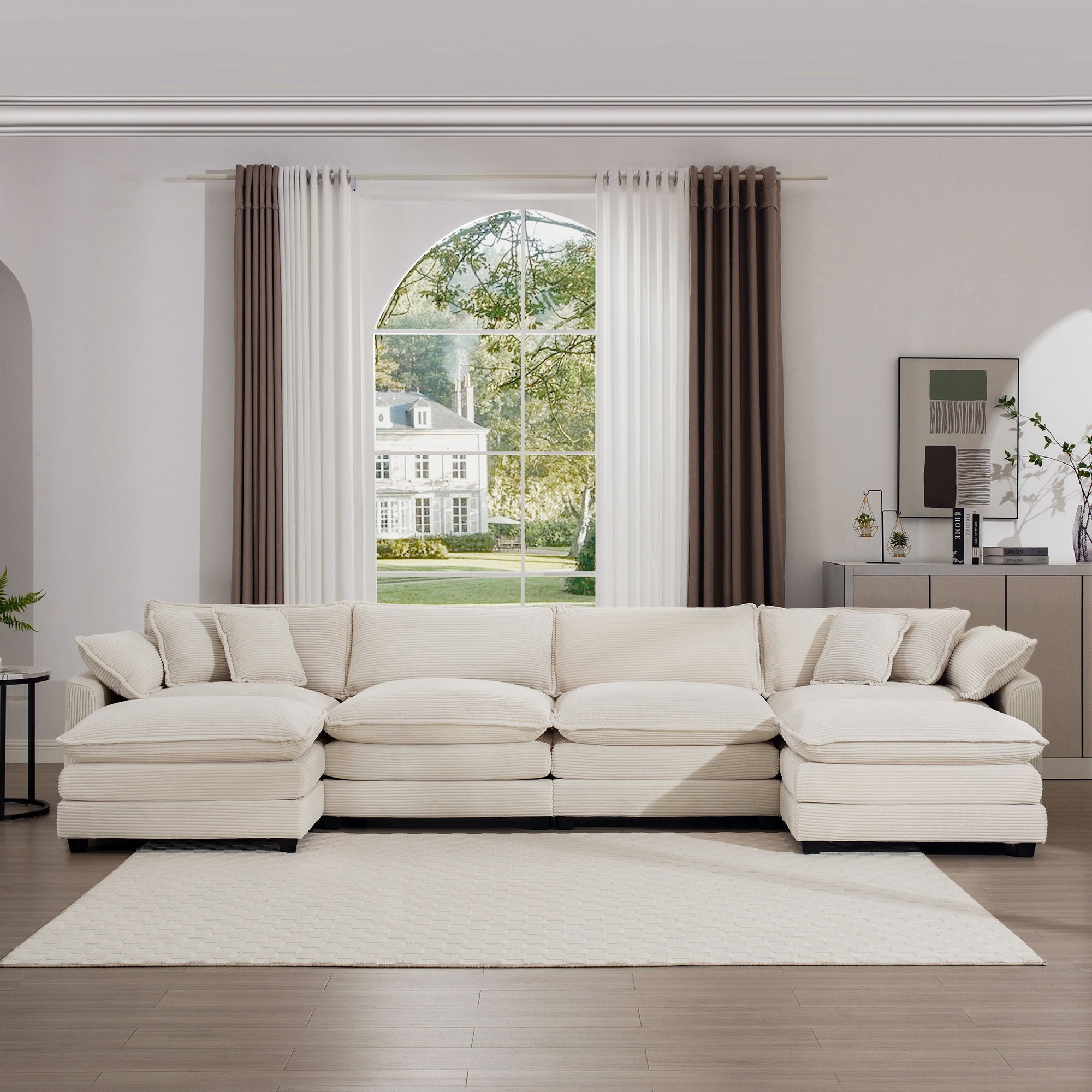 Modern Oversized Modular Cushion Sofa With Ottoman