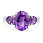 4.06 Carat Genuine Amethyst .925 Sterling Silver Ring