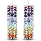 8.79 Carat Genuine Multi Stones .925 Sterling Silver Earrings