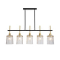 Chandelier 5 Light, Fixture Over Table - Black / Gold