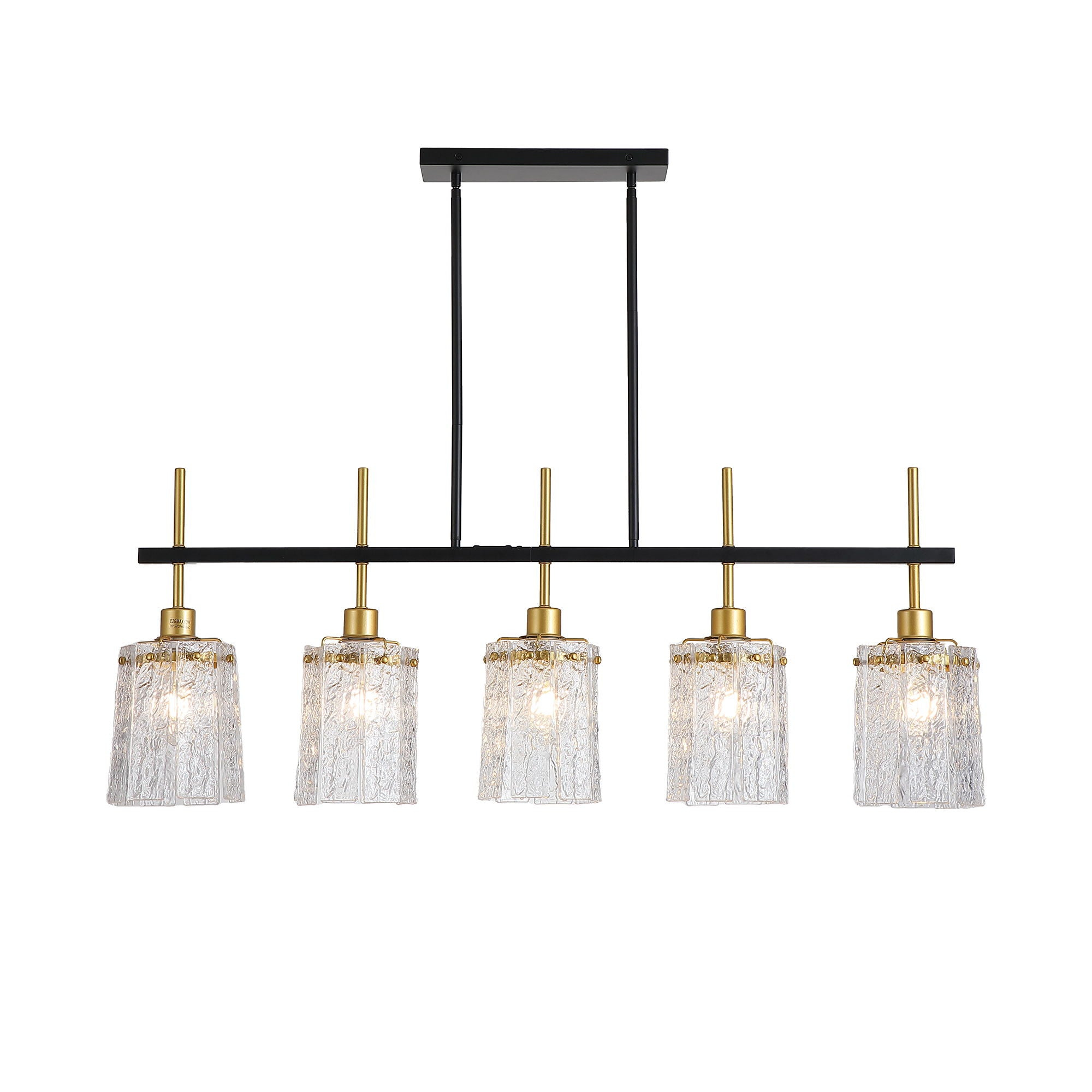 Chandelier 5 Light, Fixture Over Table - Black / Gold